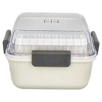 SHOWA 正和 NHstyle 簡約透明便當盒 小  PET ABS 樹脂  透明上蓋AS 聚苯乙烯  象牙白  1個