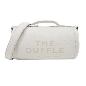 MARC JACOBS荔枝紋拉鍊手提/斜背兩用圓筒包-白