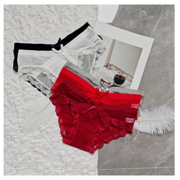 Yummy❥公主風少女網紗蕾絲低腰純慾俏皮蝴蝶結純棉襠三角褲