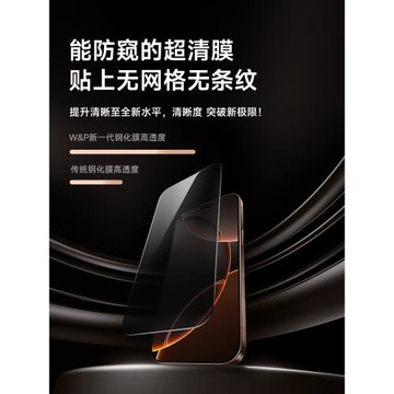 【W&P】適用iPhone16 Pro Max鋼化膜蘋果高清手機貼膜防窺屏幕隱私防塵全屏覆蓋全包防摔防爆plus防藍光