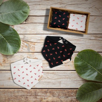 請坐好龍蝦 三角巾/口水巾/領巾 2件組 寶寶 嬰兒 禮盒