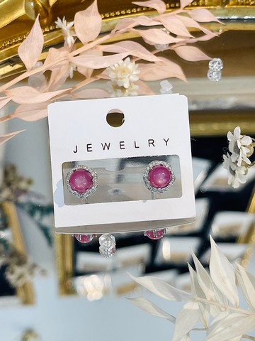 天然紅寶星光銀K花編圈閃鑽單針吉祥祝福幸運力量愛情之石