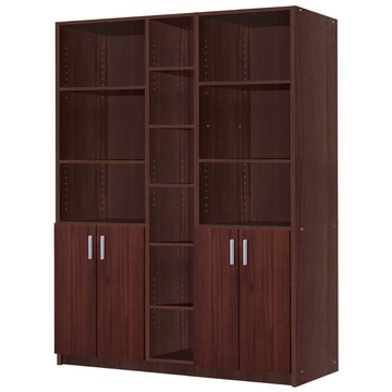 《HOPMA》都會四門六格書櫃 台灣製造 儲藏收納層櫃 玄關置物櫃-胡桃木