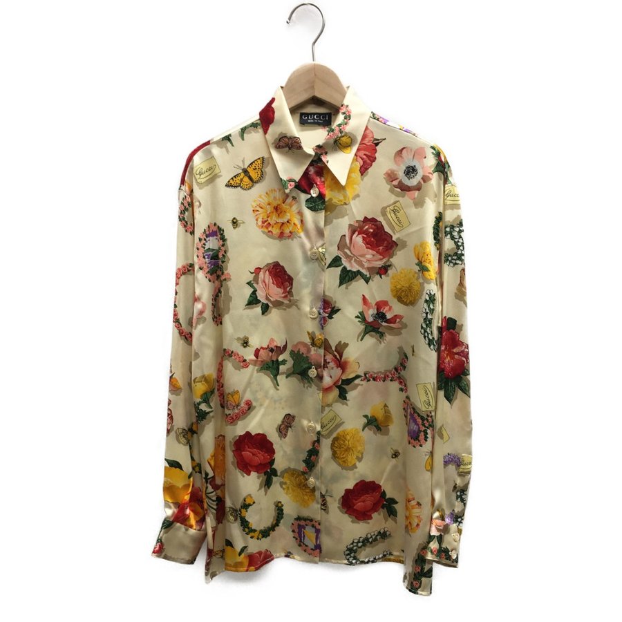 グッチ シルク長袖シャツ 花柄×虫柄 GUCCI レディース 中古 通販 LINE