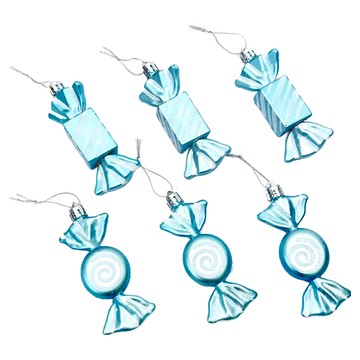 圓 + 方糖果吊飾 塑膠含亮粉  10cm  淺藍  1組