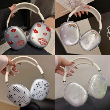 ins風創意透明軟殼🎧適用蘋果 AirPods Max頭戴式藍牙耳機保護套 十字架 彩虹蝴蝶 全包耳機套 防摔防刮耳罩