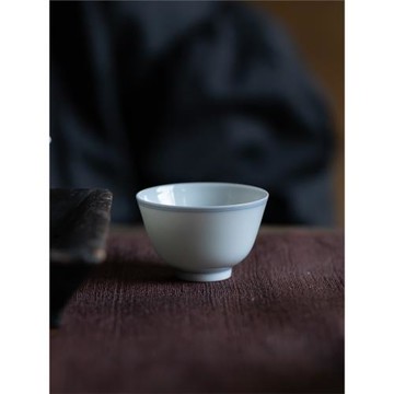 元無主人杯茶杯高檔精致茶杯陶瓷青花雙線杯品茗杯套裝草木灰茶具