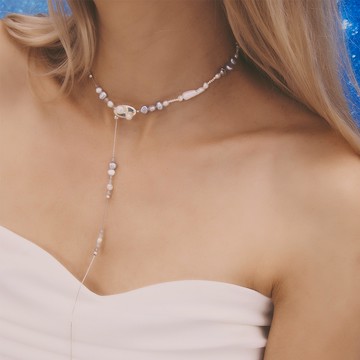 SLOW ROVER｜多重宇宙 平行時空珍珠釦簡約長鍊 - 純銀