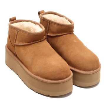 現貨 UGG Ultra Mini 厚底低筒雪靴 栗子棕 女 真皮羊毛一體短靴 保暖加絨休閒鞋 防潑水低幫雪地靴 1135092