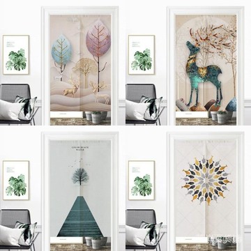 ✨新品上市✨�秒發�北歐風 簡約 門簾 布藝門簾 免打孔 隔斷簾 家用臥室廚房簾廁所半廉 窗簾 洗手間擋煞 居家裝飾