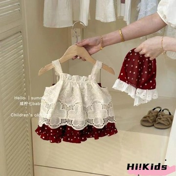 【吊帶時髦】過季女童夏裝套裝新款洋氣小女童夏季吊帶時髦兩件套衣ss