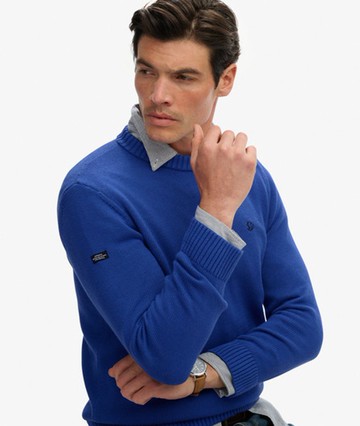 Superdry Men's Preppy Cotton Jumper Blue Size: M