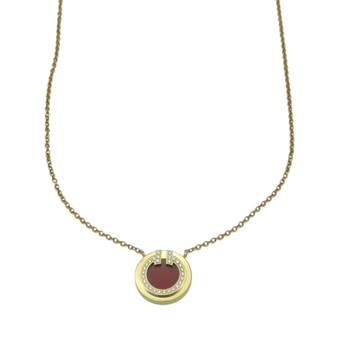 Tiffany & Co 蒂芬妮 18K黃金 紅玉髓 鑽石 T 項鍊 【二手名牌BRAND OFF】