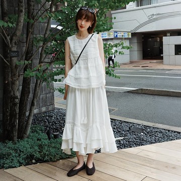 不規則拼接花邊裙|裙子|夏款|Sora-2148