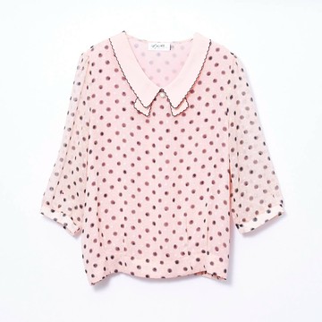 CLL巧玲瓏 後鬆緊可愛點點雪紡上衣 1863006