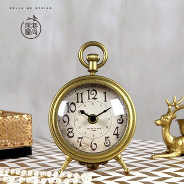 【協貿】創意客廳創意歐式樹脂擺件家居桌鐘復古裝飾