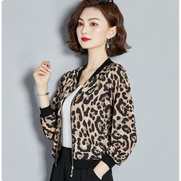 雪紡印花棒球服短外套女2022新款夏季休閑寬松夾克衫加大碼防曬衣