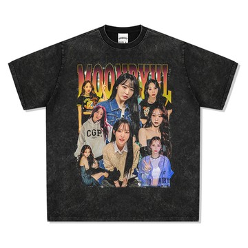 MAMAMOO 女團 韓國女子天團 頌樂 玟星 輝人 華莎 水洗oversize短袖做舊落肩 歐美風 街頭復古 短袖t恤