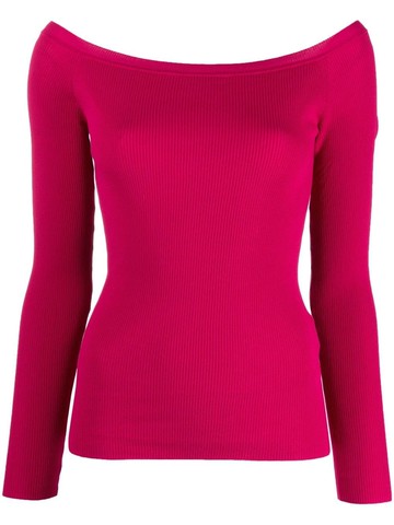 P.A.R.O.S.H. - off-shoulder knitted top - women - Cotton/Polyamide - L - Pink