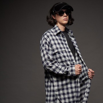 Stone@s Oversized Super Longline Shirt In Plaid / 格子罩衫
