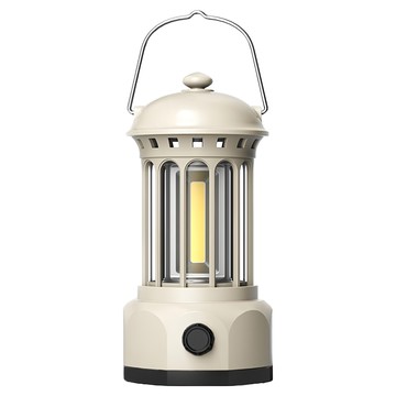 西格傢飾 復古USB充電式手提吊掛COB露營燈  米色  1個