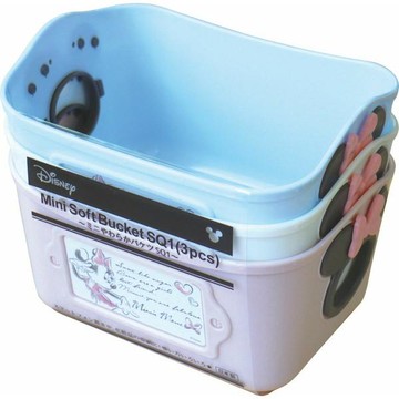 【震撼精品百貨】Micky Mouse_米奇/米妮 ~迪士尼 米妮 方形軟式收納藍3入組 500ml-藍白粉款*34070