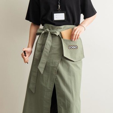 日式圍裙女半身長款圍裙男咖啡奶茶店工作服餐飲專用圍腰