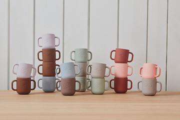 OYOY Kappu 彩虹矽膠兒童水杯- 霧灰藍 / 溫暖巧克  (2入組)