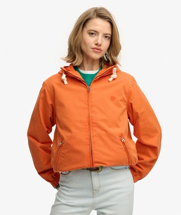 Superdry Women's Hooded Washed Twill Jacket Orange Size: 12