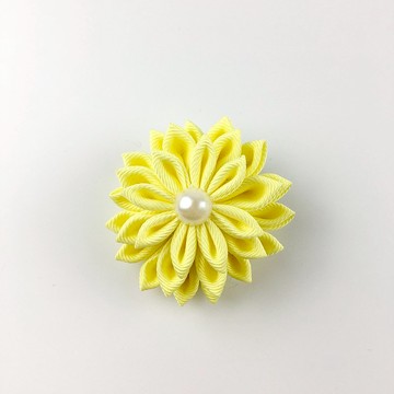 Kaika Ato / 八重菊-淺鵝黃 / 日式和風布花 / つまみ細工 花簪