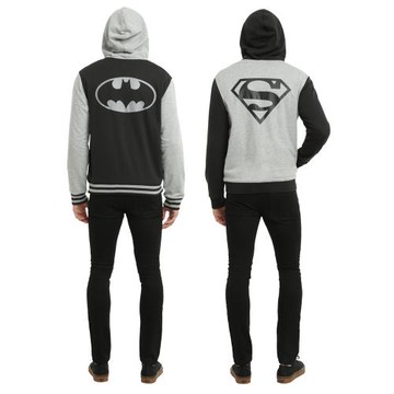 美單D*C合作款超人蝙蝠俠暗黑哥特雙面連帽衛衣帽衫搖滾朋克街頭