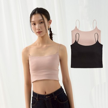 【ERSS】女裝 胸墊上衣 胸墊背心 胸墊 短版 短板上衣  Bra T 細肩 粉紅【K70326】