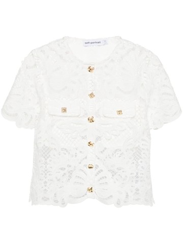 Top in pizzo guipure bianco