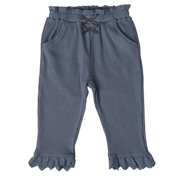 akachan honpo - 10分褲-下擺蕾絲-深藍色