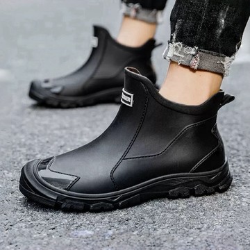 【台灣現貨】大尺碼短筒雨鞋 36-47碼雨靴 黑色防水防滑工作鞋 廚房鞋 園藝鞋
