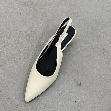 DONGCHICHI  穿脫好方便 尖頭 OL 跟鞋  6cm 拌帶 高跟鞋 米白色 F021