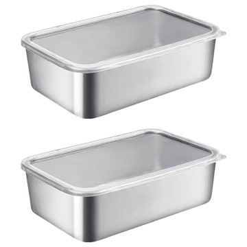 咪咪購物 不鏽鋼保鮮盒/密封盒/餐盒 附蓋子  中號(22 x 14 x 6.5cm)  2個