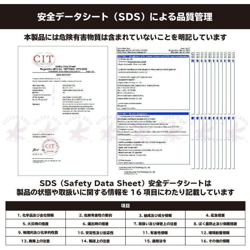 BELSUS URIS スタンプ台 インクパッド 15色 長方形 5種類展開 大容量 カラフル 水性 スタンプパッド ハンコ 朱肉 印鑑 カ