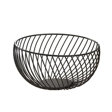 【好物良品】經典圓盆_客廳裝飾藝術金屬鏤空收納置物零食水果網籃經典圓盆_黑色