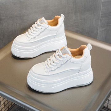 真皮小碼33內增高女鞋厚底小個子增高鞋女2025新款春季松糕小白鞋