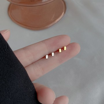 925純銀方塊耳釘女年新款潮簡約耳環夏ins冷淡風氣質小巧耳飾
