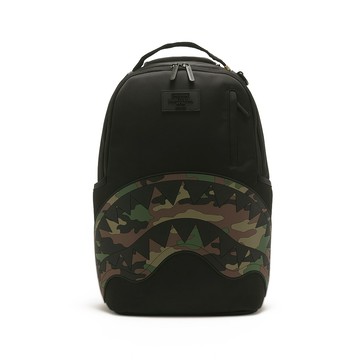 SPRAYGROUND 迷彩拼接鋸齒鯊大容量後背包 黑色 G684264