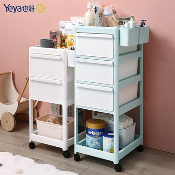 Yeya置物架寶寶嬰兒用品多層移動收納架新生月子簡約手推車