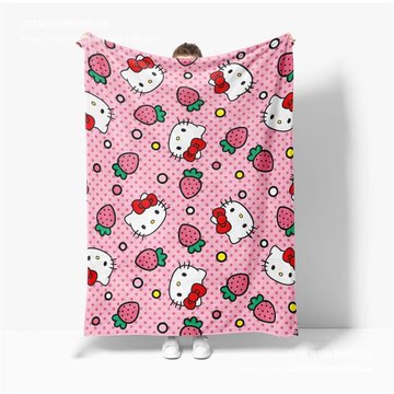 亞馬遜新款kt貓毛毯數碼印花辦公室午睡蓋毯禮品毯舒適四季通用