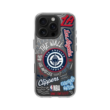 iPhone 16 Pro Clear Case（相機按鈕） 透明 - NBA - 塗鴉系列-洛杉磯快艇 Los Angeles Clippers - Graffiti