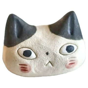 美濃燒 貓咪筷架 日本粗陶陶瓷筷枕 可愛動物造型餐具 黑貓  黑貓 白色 + 黑色  1個