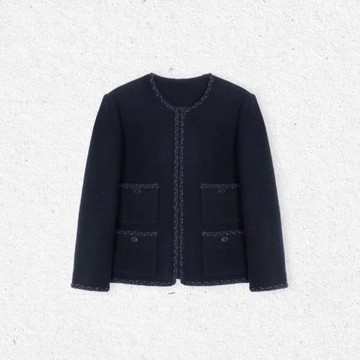 【ASLEE】“康鵬街31號”口袋時尚氣質小香風長袖外套女短款秋冬