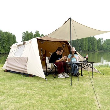 戶外野營旅游露營自動充氣帳篷防雨防曬防風透氣大空間帶天幕