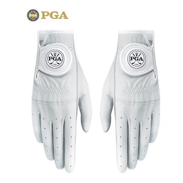 美PGA高爾夫手套女款 雙手GOLF小羊皮手套真皮柔軟舒適耐磨送馬克