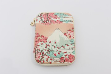 日本布料櫻花富士山手工燒餅包/護照包/證件收納包